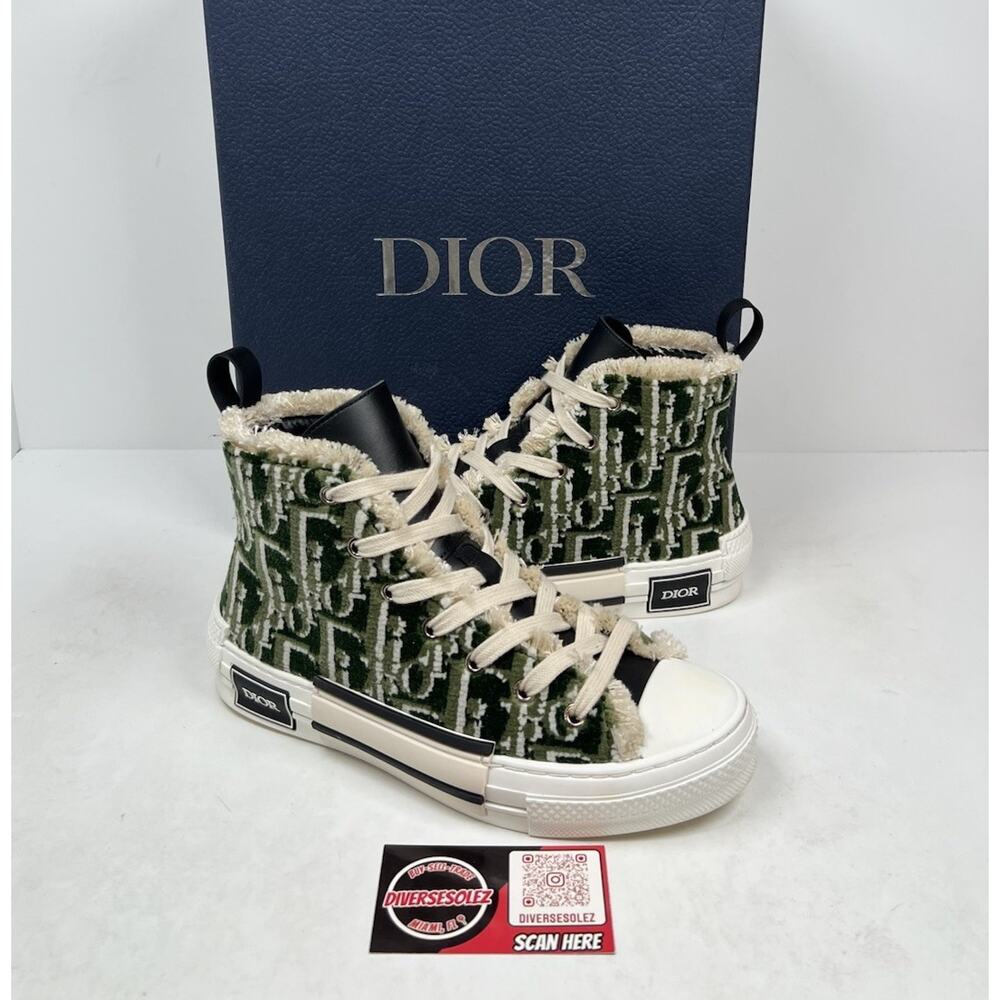 Size 37EU/5M - Dior b23 Oblique Olive Tapestry High Top Sneakers🫒Retail $2,050! - Picture 1 of 11